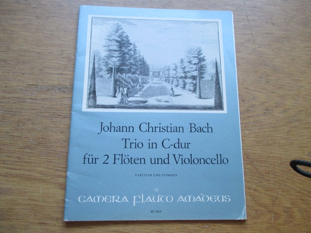 JOHANN CHRISTIAN BACH - TRIO VOOR CELLO EN 2 DWARSFLUITEN, Gebruikt, Klassiek, Dwarsfluit of Piccolo, Ophalen of Verzenden