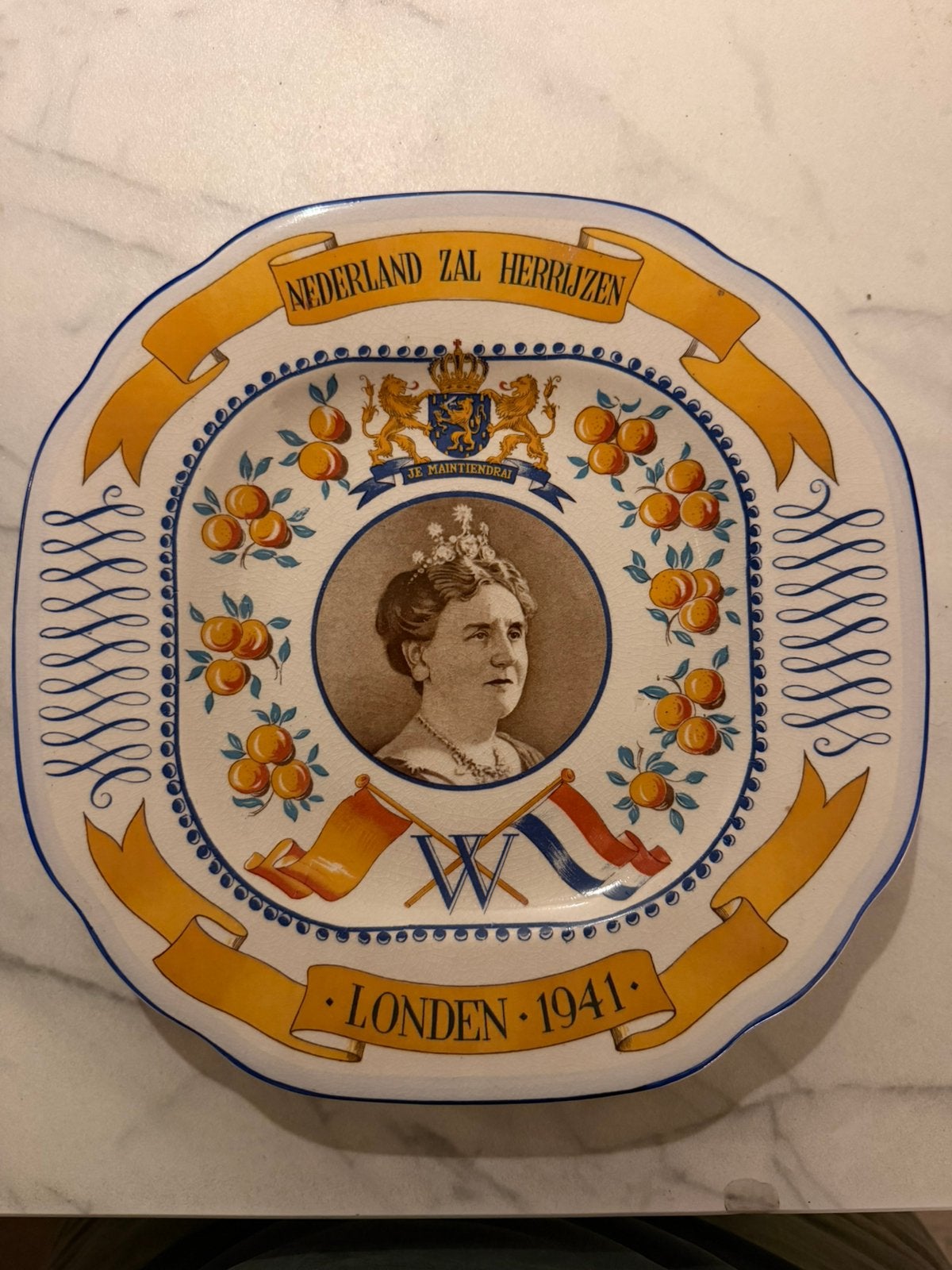 Uniek WOII Wandbord 1941–Booths Londen (Koningin Wilhelmina), Ophalen, Zo goed als nieuw, Servies