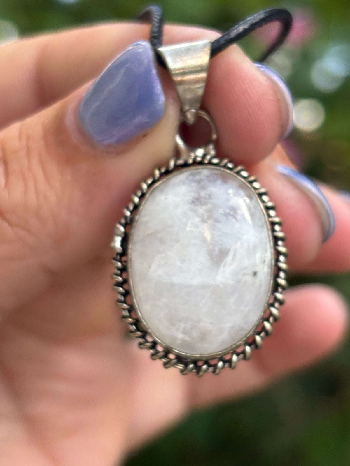 Handgemaakte Maansteen Edelsteenketting met Leer, Sieraden, Tassen en Uiterlijk, Kettingen, Nieuw, Steen of Mineraal, Wit, Met edelsteen