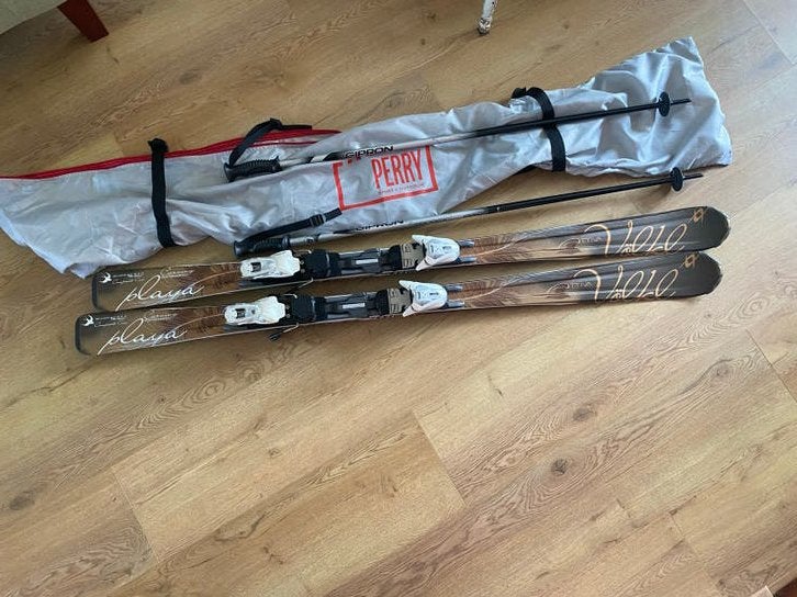 Set Völkl Attiva Playa ski's /153 cm bruin/beige/goud, Overige merken, 140 tot 160 cm, Gebruikt, Ophalen of Verzenden