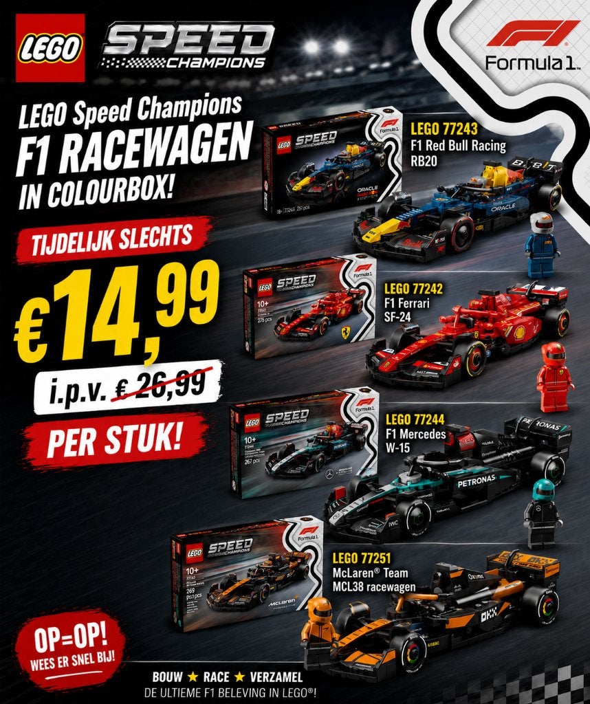 LEGO Speed Champions F1 77242/77243/77244/77251 € 14,99, Ophalen of Verzenden, Nieuw, Formule 1