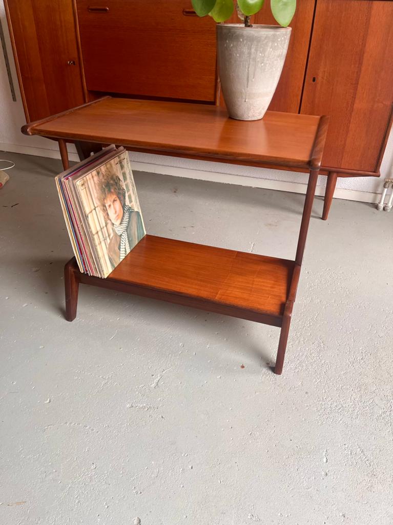 Vintage Webe Bijzettafel – Louis van Teeffelen Teak Jaren 60, Ophalen, Minder dan 55 cm, Gebruikt, 60 cm of meer