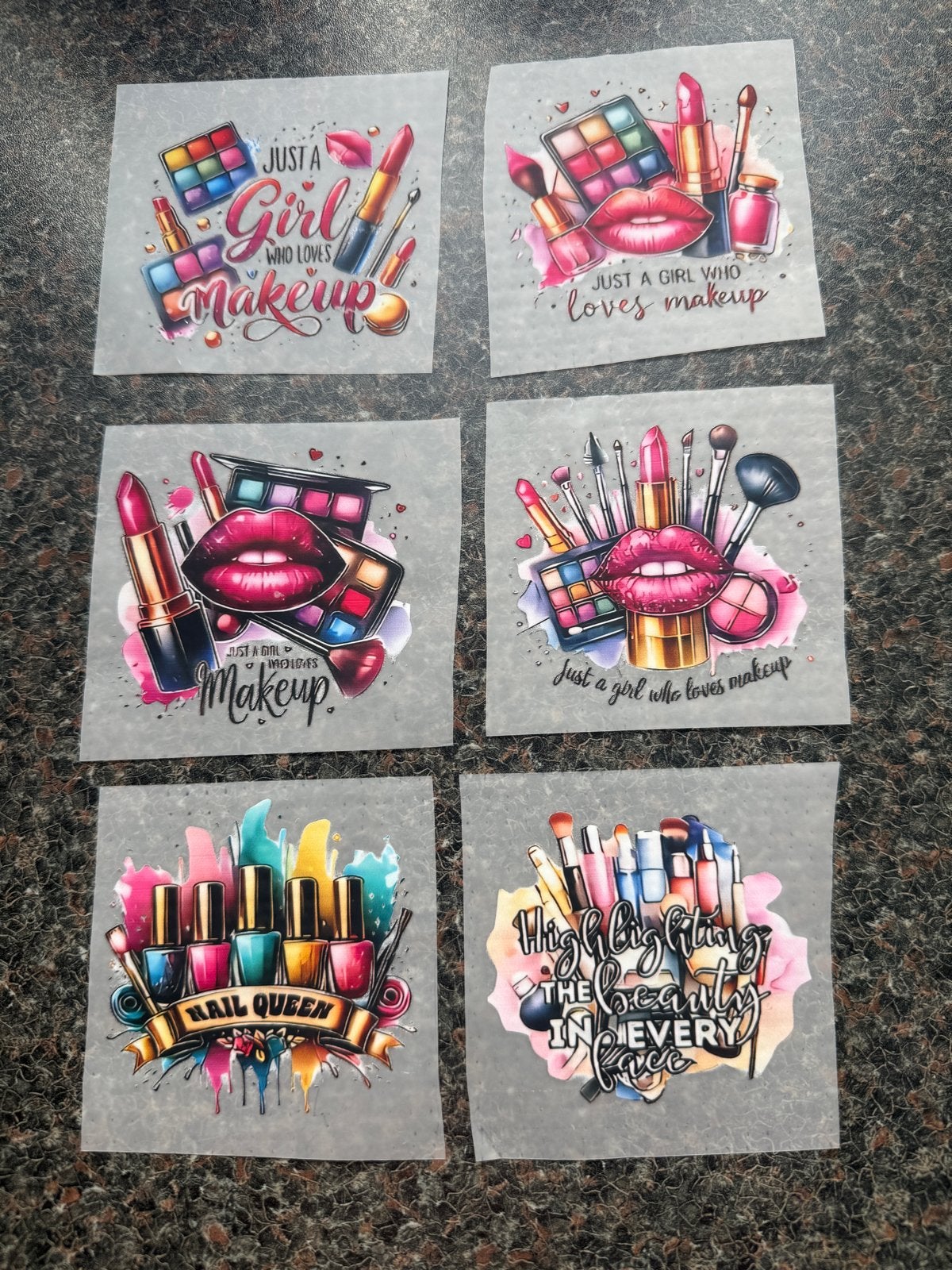 DTF transfers per stuk - Make-up & Nagels thema, Ophalen of Verzenden, Nieuw