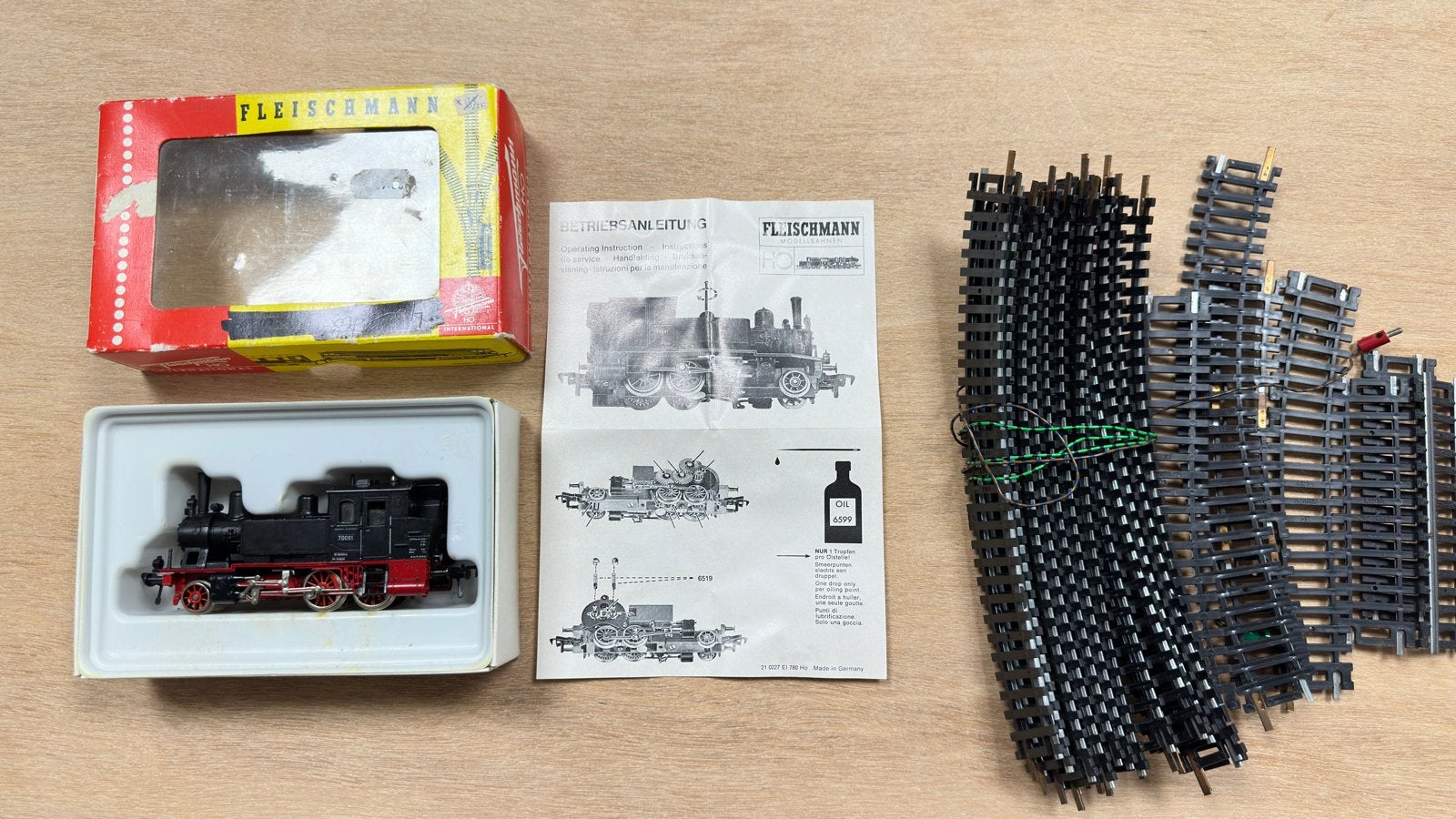 Fleischmann H0 locomotief met rails, Hobby en Vrije tijd, Modeltreinen | H0, Gebruikt, Treinset, Gelijkstroom, Fleischmann, Analoog