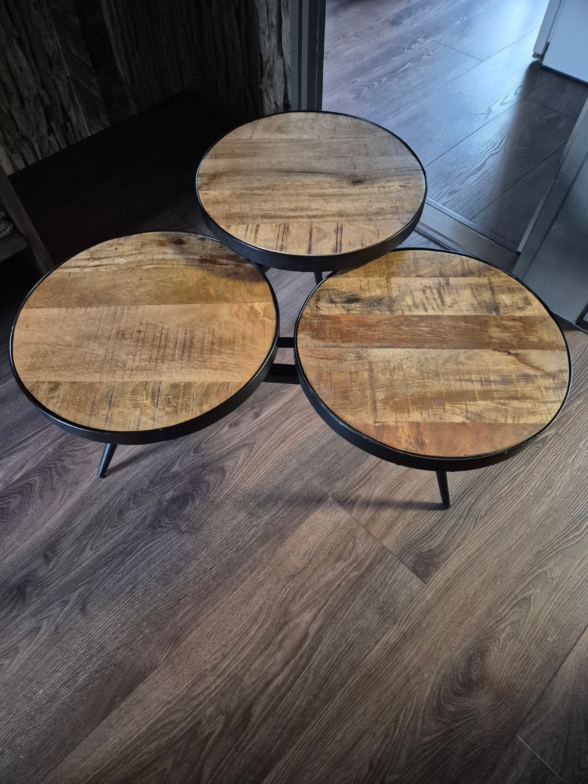 mangohouten bijzettafels zware kwaliteit, 45 tot 60 cm, Minder dan 55 cm, Rond, Ophalen of Verzenden