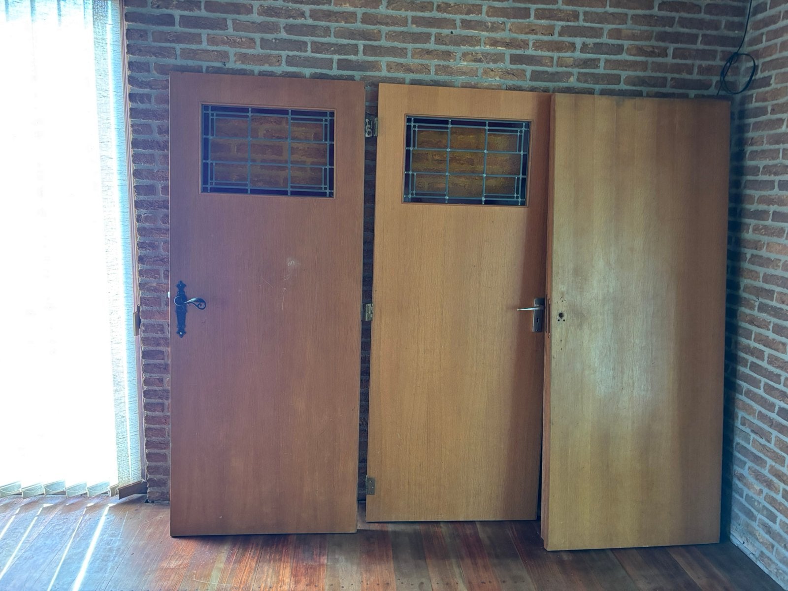 Set van 4 deuren (jaren ‘70) origineel, Doe-het-zelf en Verbouw, Deuren en Horren, Ophalen, Gebruikt, Binnendeur, 200 tot 215 cm