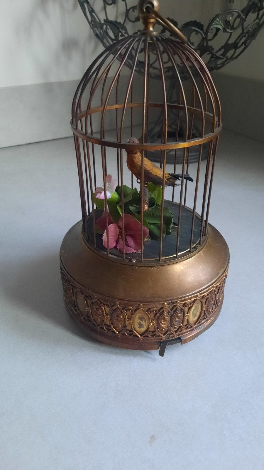 Antieke Zingende Vogel in Kooi Automaton Speeldoos, Antiek en Kunst, Ophalen of Verzenden