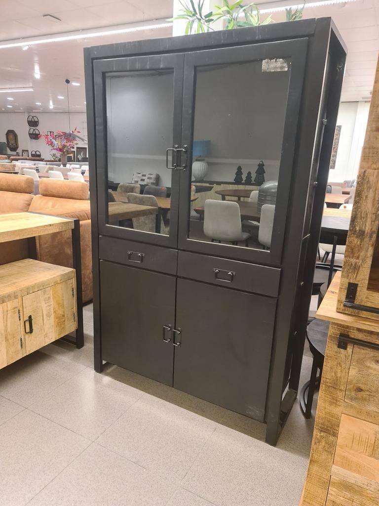Nieuwe buffetkast britt 180x115x45cm zwart mangohout €195, Ophalen, Industrieel landelijk barok brocante koloniaal boheems vintage