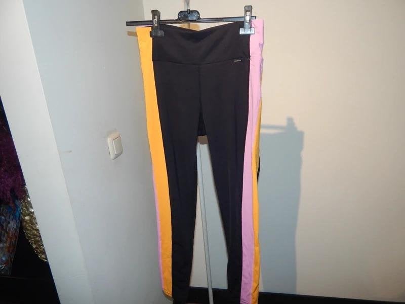 Goldbergh stretch legging zwart kleur accenten merk druk M, Legging, Verzenden, Zwart, Maat 40/42 (M)