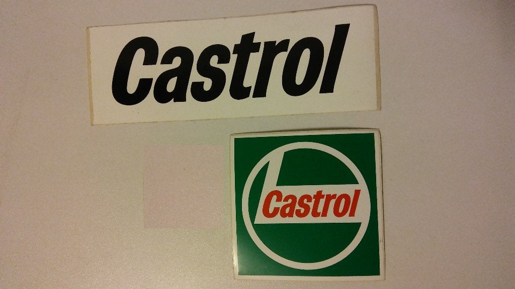 Castrol vintage brandstof motor auto stickers logo brommer, Verzenden, Zo goed als nieuw, Overige typen