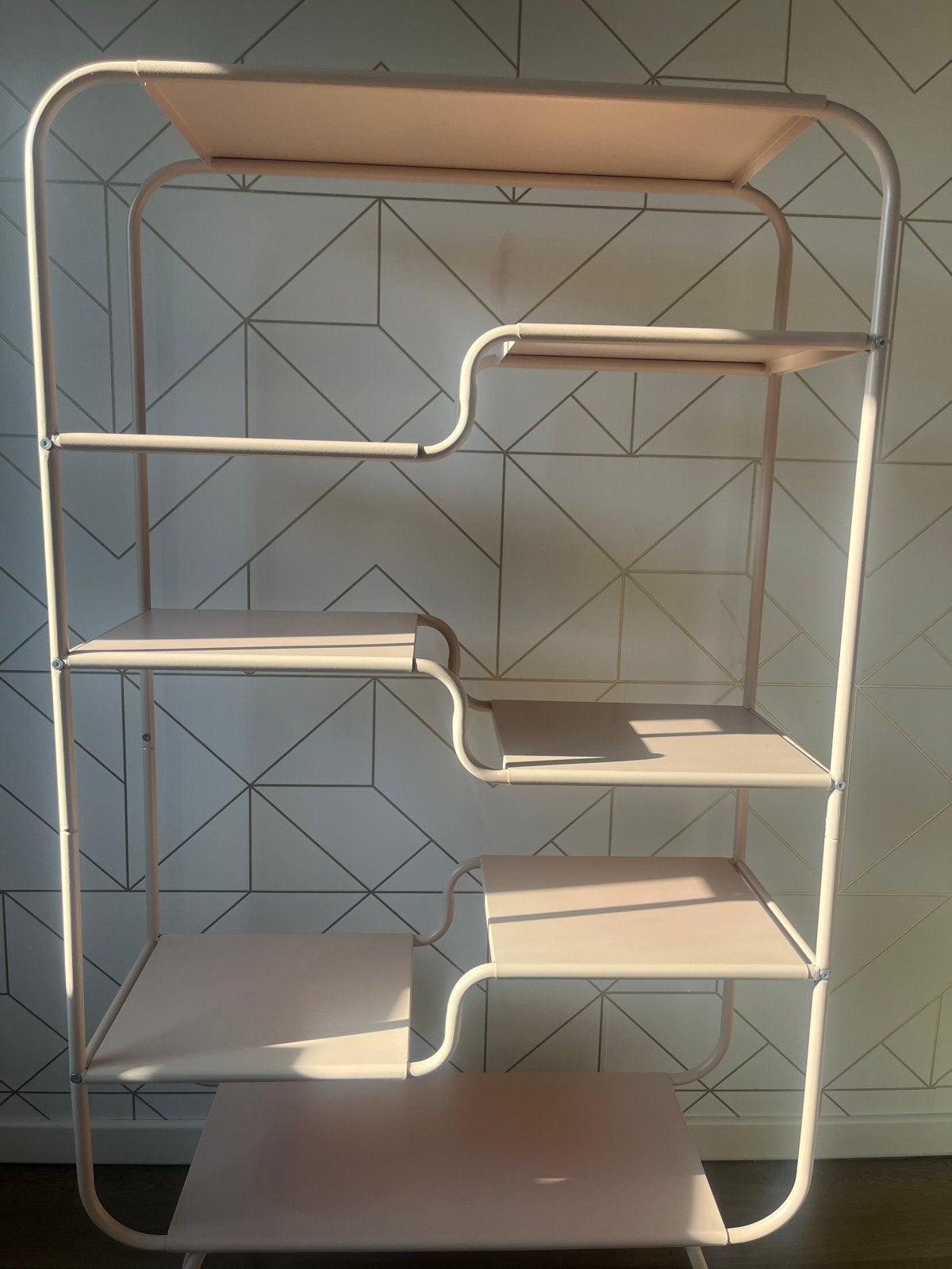 Lichtroze kast met 8 schappen - 140x80x30 cm, Huis en Inrichting, Kasten | Overige, Ophalen, Gebruikt