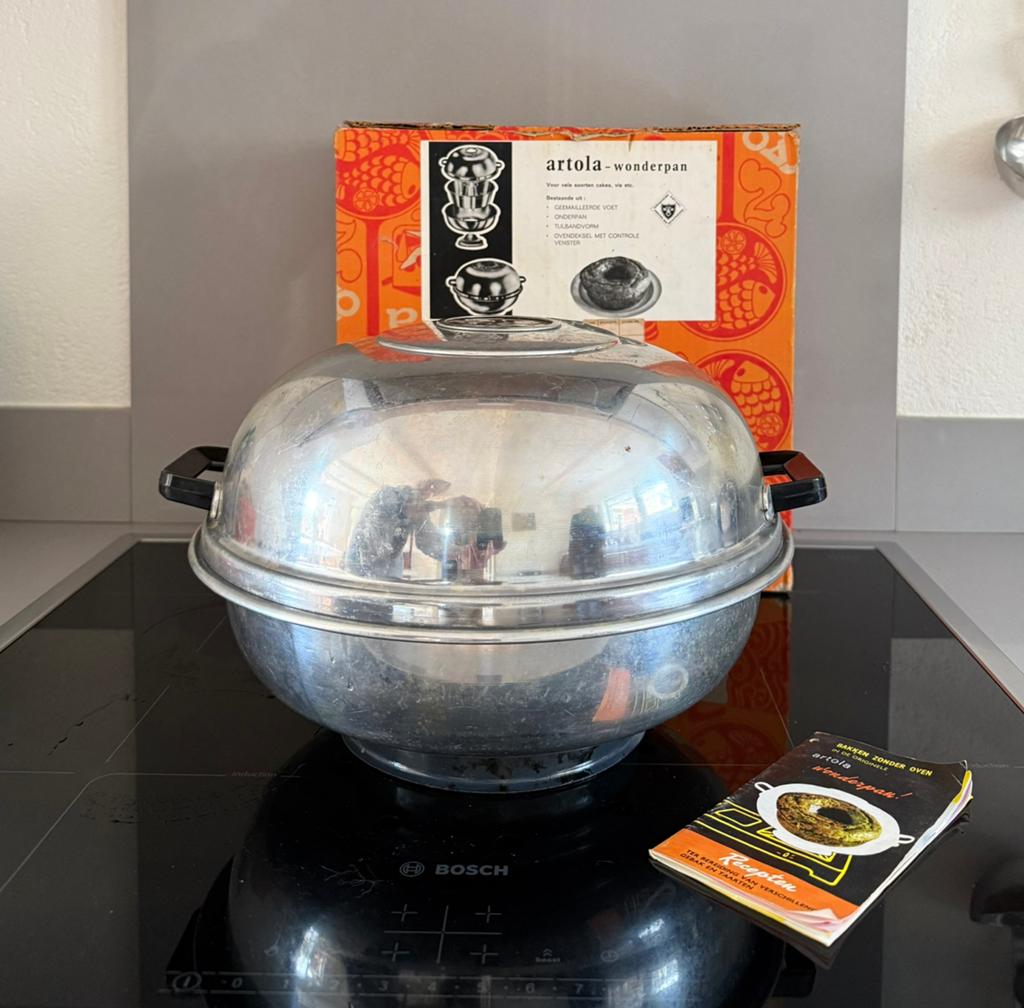 Artola vintage wonderpan compleet met doos en recepten, Ophalen of Verzenden, Gebruikt, Aluminium, Overige typen