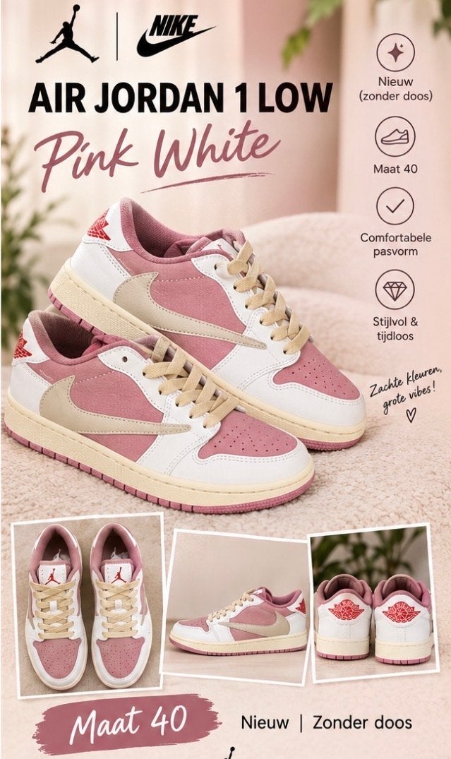 Nike Dunk Low Travis Scott Roze - Maat 40 - Nieuw, Ophalen of Verzenden, Nieuw, Roze, Sneakers of Gympen