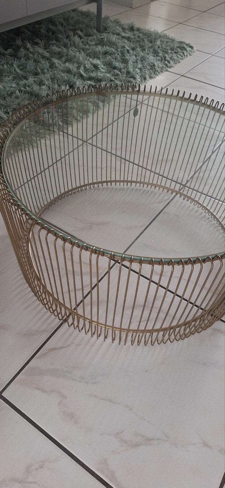 Riverdale salontafel glas metaal rond, Huis en Inrichting, Woonaccessoires | Schalen en Manden, Ophalen, Zo goed als nieuw, Rond