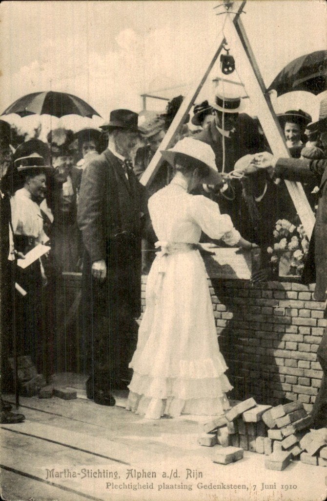Alphen a/d Rijn - Martha-Stichting - Plaatsing gedeksteen, Verzamelen, Ophalen of Verzenden, Voor 1920, Gelopen, Zuid-Holland
