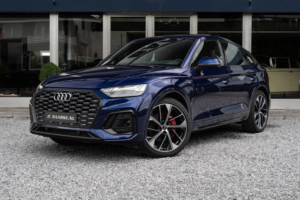 Audi Q5 SPORTBACK 55 TFSI E S EDITION QUATTRO/HUD/MATRIX/PAN, Automaat, 14 kWh, Gebruikt, Blauw