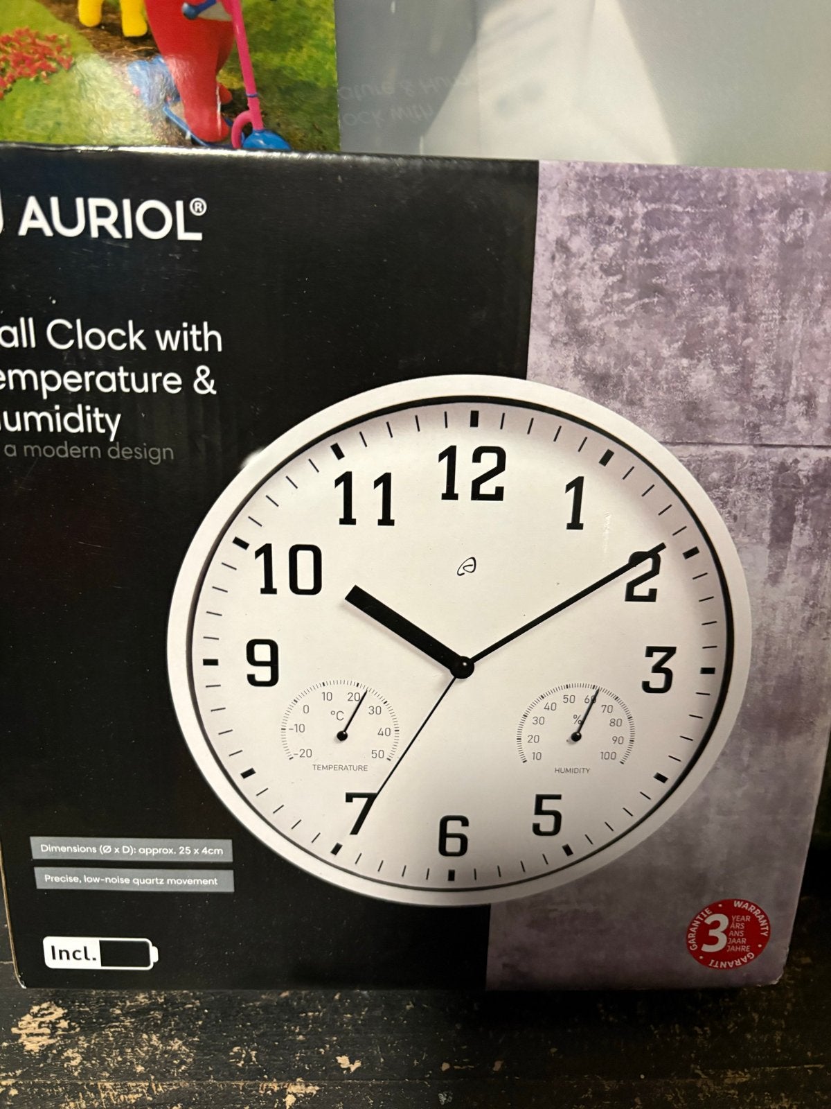 Auriol Wandklok met temperatuur- en vochtigheidsmeter, Ophalen, Wandklok, Wit, Auriol