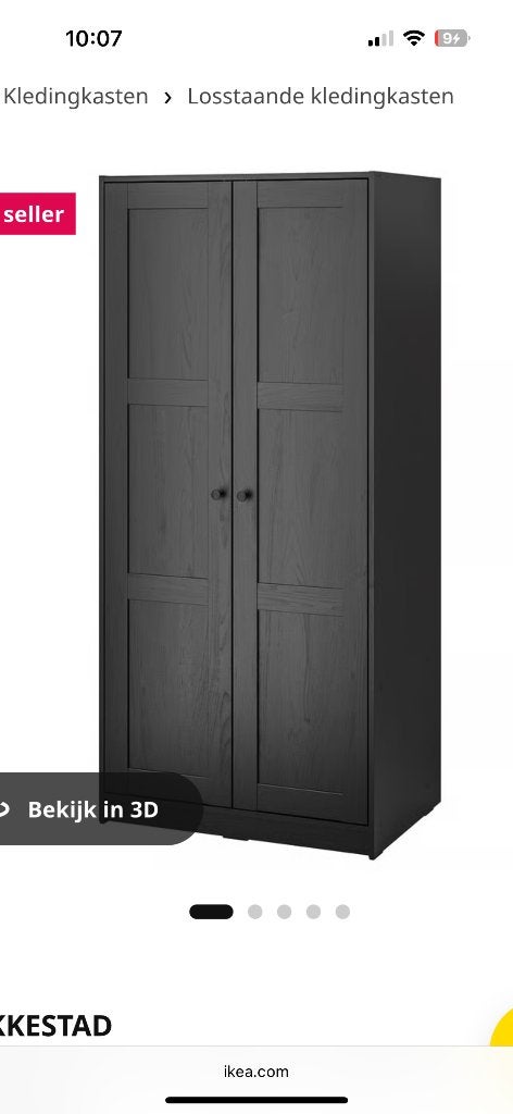 Rakkestad ikea kledingkast donker, Ophalen, 50 tot 100 cm, Zo goed als nieuw, 150 tot 200 cm