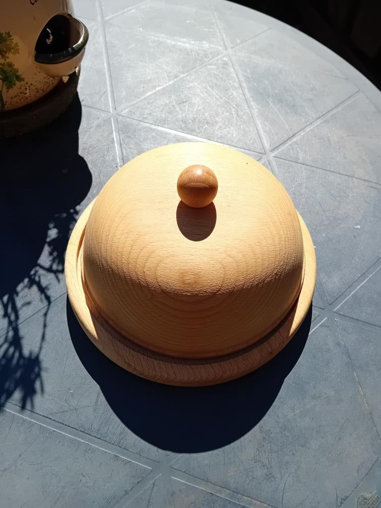 Houten kaasstolp met schaal - Kaasstolp of botervloot, Overige typen, Verzenden, Hout, Nieuw