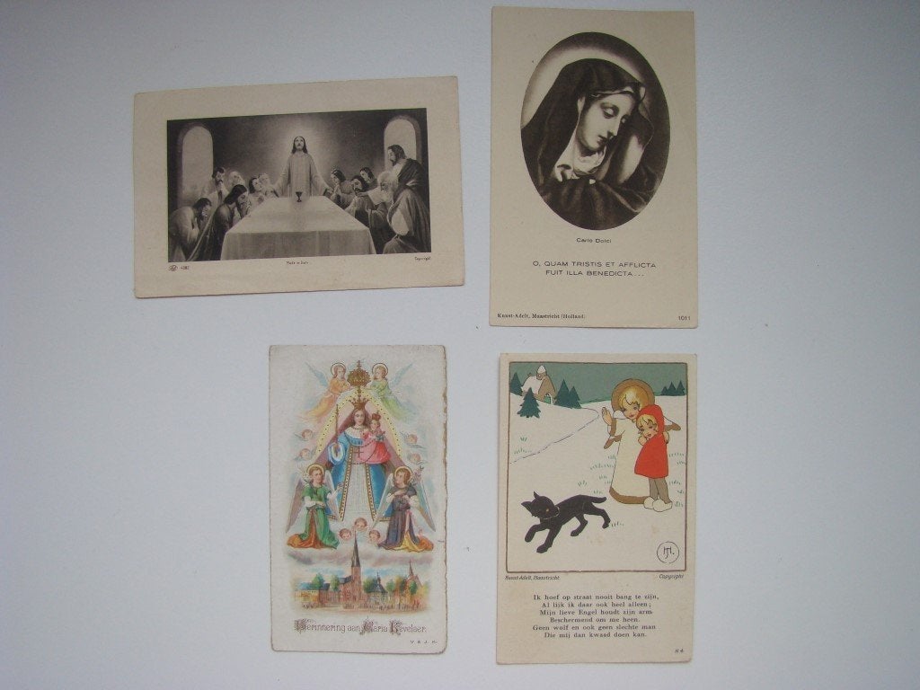 4 antieke bidprentjes, Verzamelen, Ophalen of Verzenden, Bidprentje