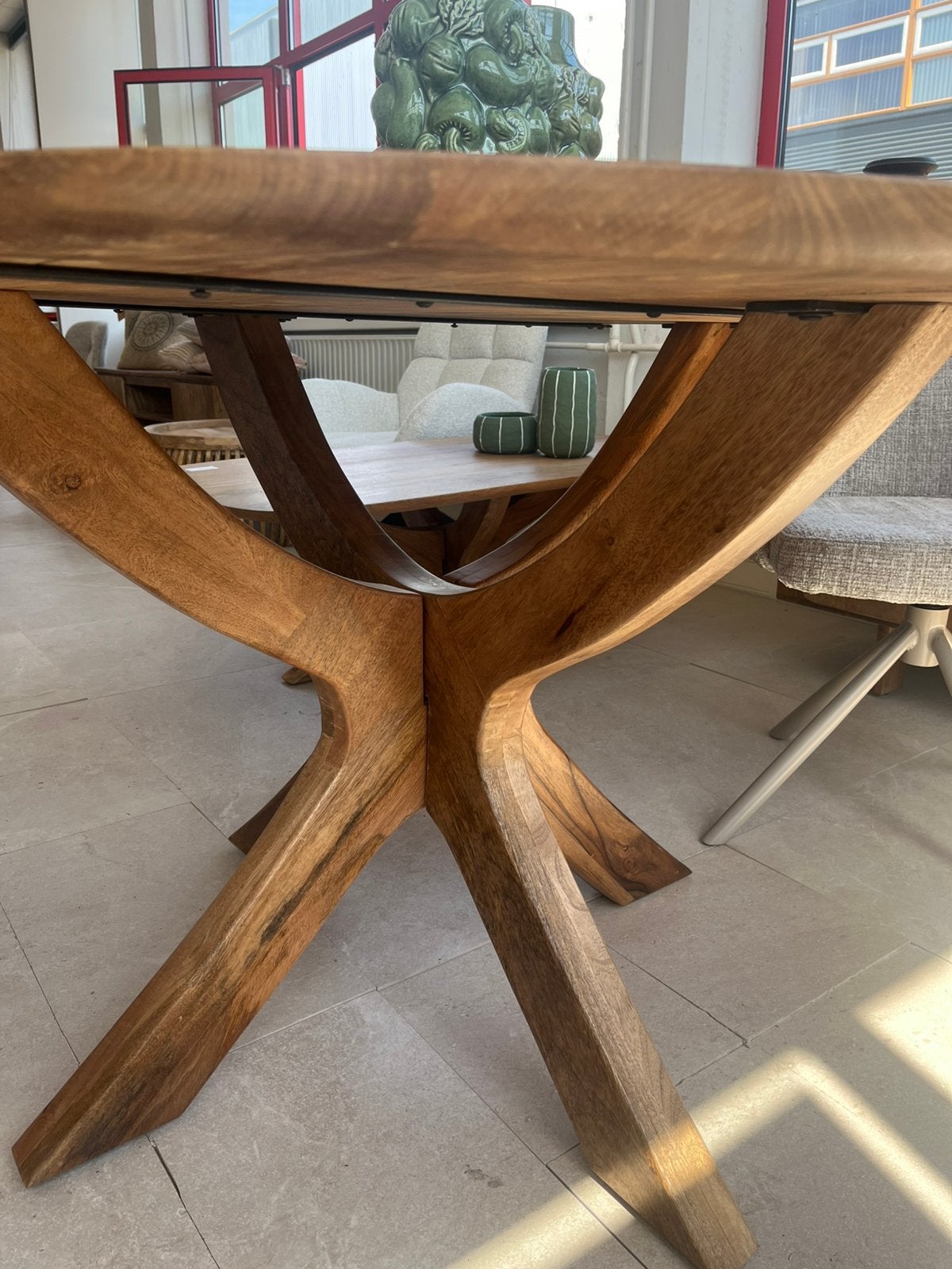 Magazijn leegverkoop ronde eettafel mangohout massief matrix, Hout, Nieuw, Ophalen of Verzenden, Info@wkhome.nl