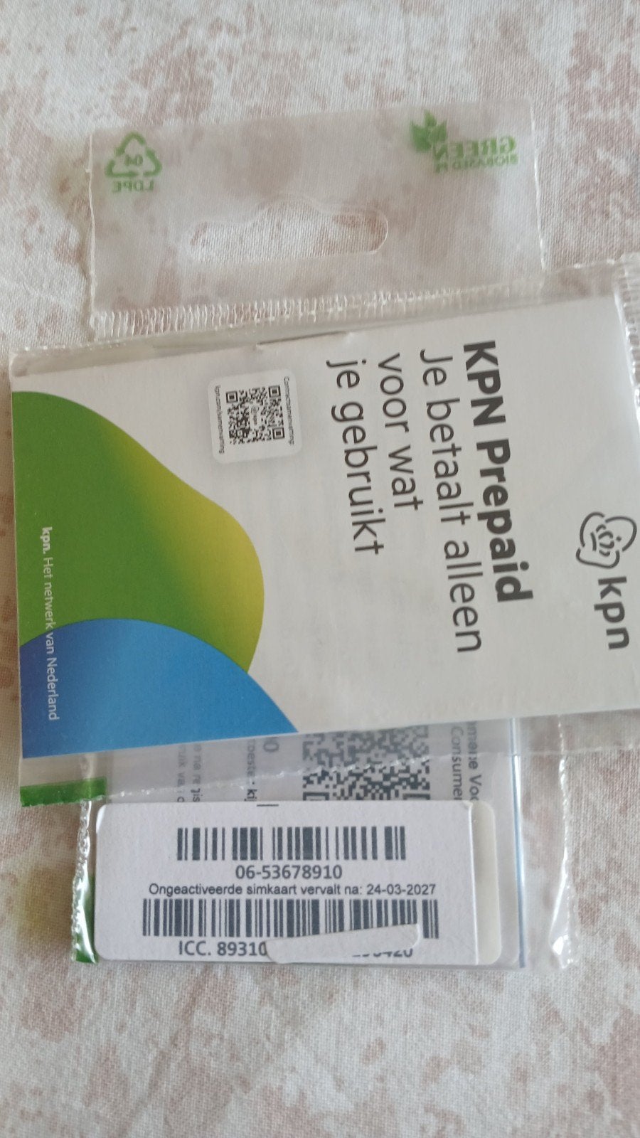MOOI NUMMER KPN PREPAID 0653678910, Telecommunicatie, Prepaidkaarten en Simkaarten, Ophalen of Verzenden, Nieuw, KPN, Simkaart