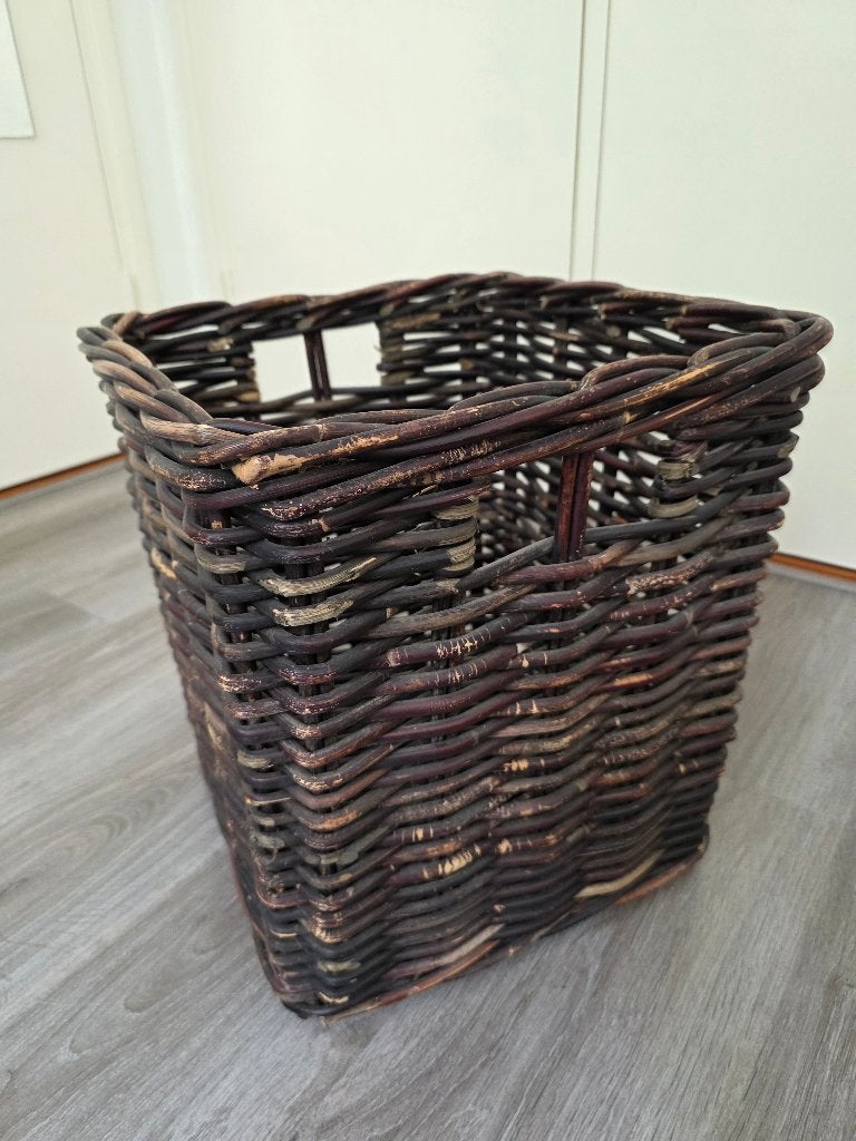 Gevlochten rieten mand, 37x37x40 cm, Ophalen, Gebruikt, Gevlochten, Mand