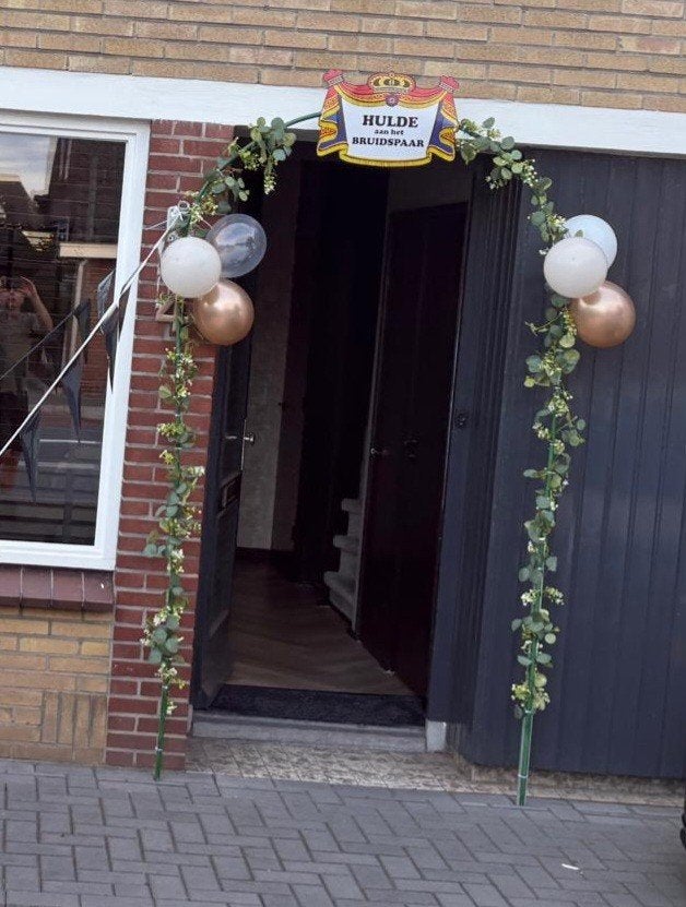Te Koop Huwelijksboog met Hulde Bruidspaar bord., Ophalen, Gebruikt, Versiering, Geboorte of Huwelijk