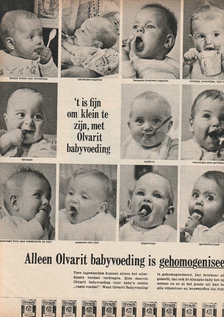 Retro reclame 1963 Nutricia Olvarit veel blije baby's, Verzamelen, Verzenden, Overige typen