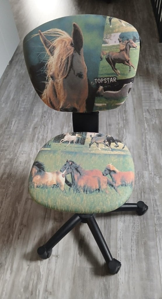Bureaustoel met paarden design, Huis en Inrichting, Ophalen, Zo goed als nieuw, Overige kleuren, Bureaustoel