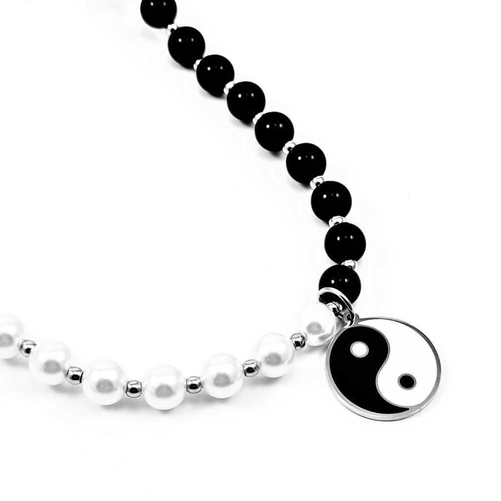 Dames Collier Zwart-Wit Kralen Ketting Ketting + Yin Yang, Birgitta-Gracht 33, 6465 EL Kerkrade, Nederland, Verzenden, Nieuw, Esde2