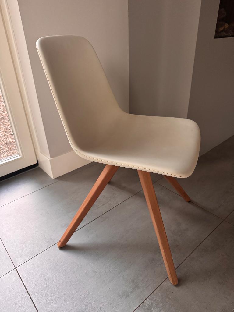 6 originele TONON design eetkamerstoelen, Ophalen, Wit, Scandinavisch, Zo goed als nieuw