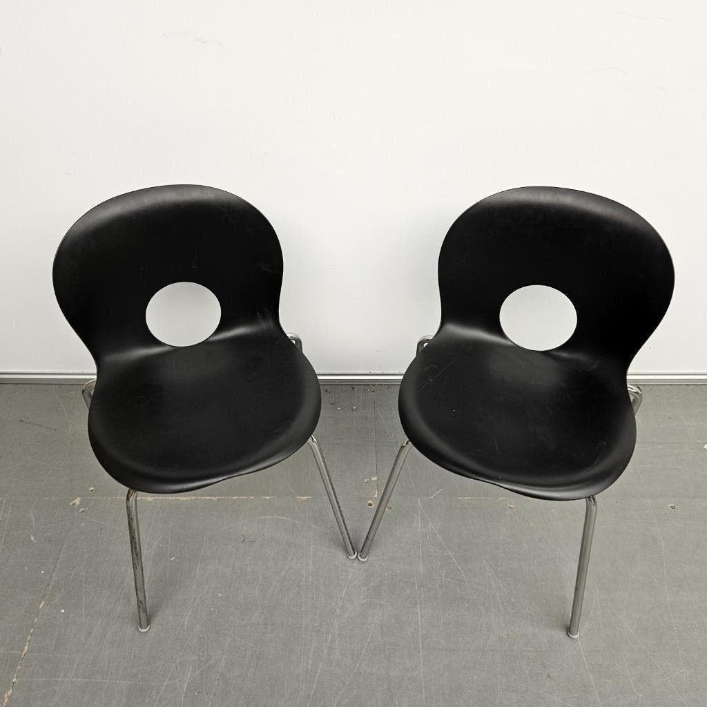 Rexite kunststof design kantinestoel - zwart 2 stuks, Huis en Inrichting, Ophalen, Kunststof, Gebruikt, Twee