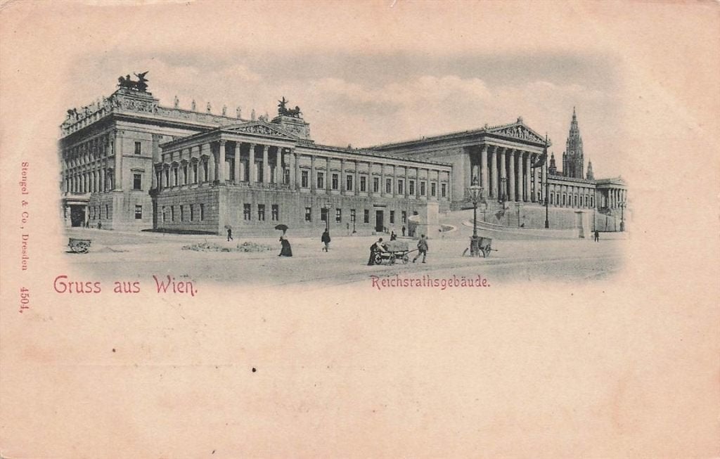 703-235-015 Gruss aus Wien Reichsrathsgebäude, Ophalen of Verzenden, Voor 1920, Oostenrijk