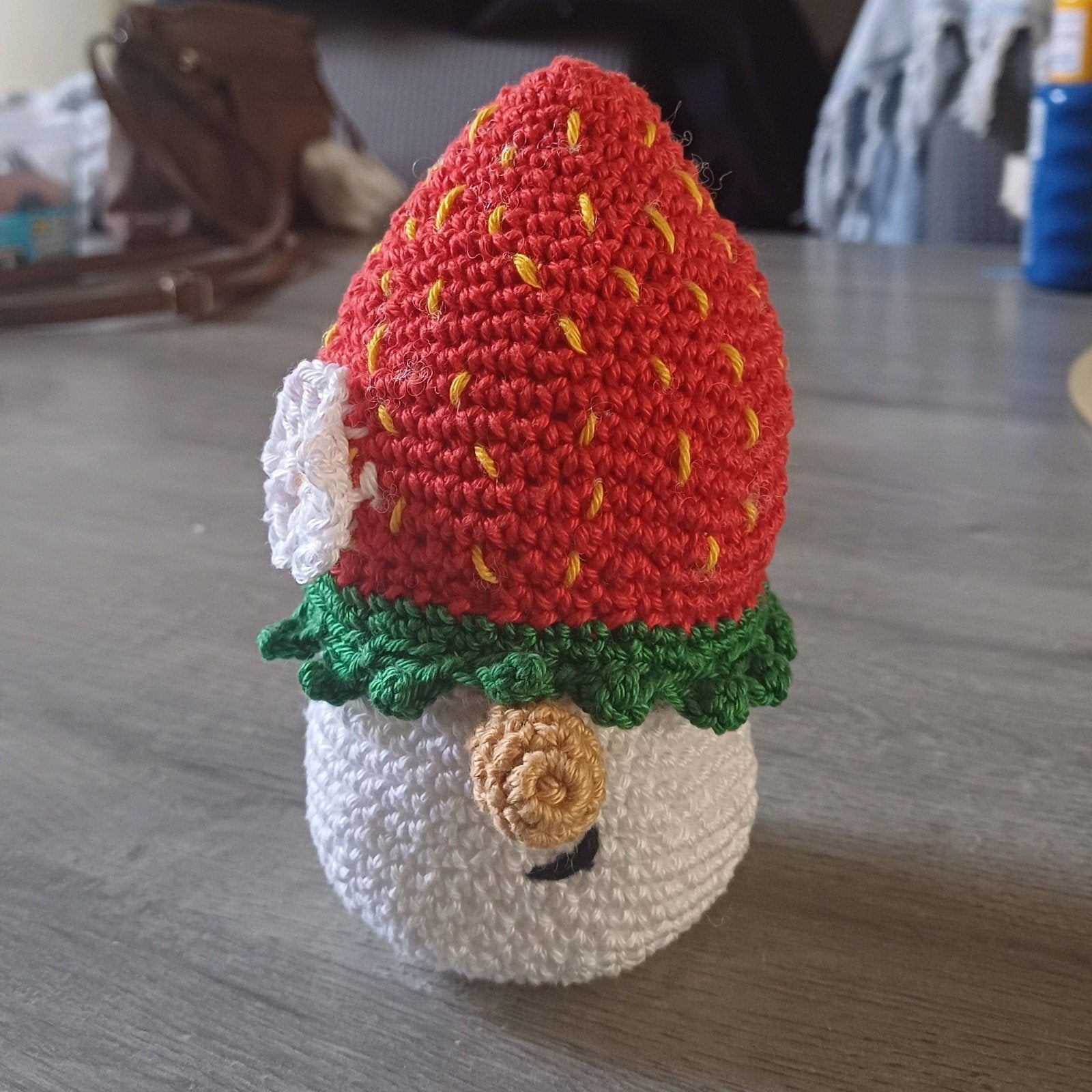 Gehaakte Aardbei Kabouter - Handgemaakt Decoratie, Ophalen, Nieuw
