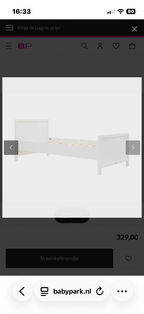 1 persoons Bopita bed, Ophalen, 90 cm, Eenpersoons, Wit