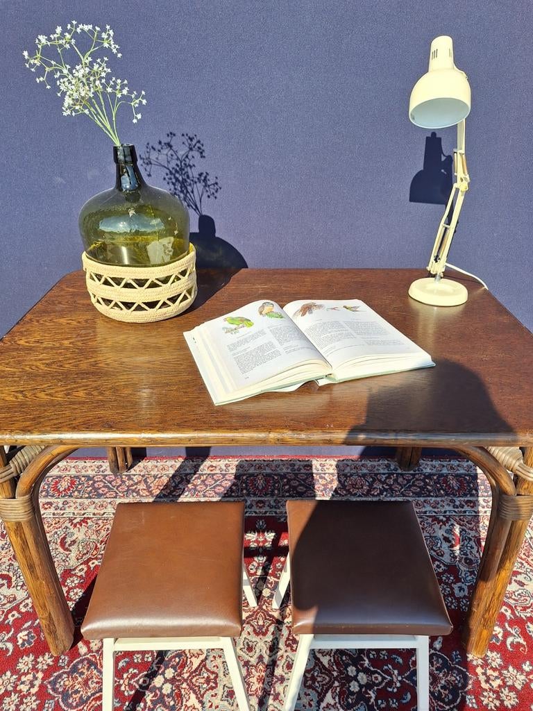 Vintage manou eettafel, tafel, bureau, jaren zeventig, Huis en Inrichting, Ophalen, Gebruikt, 100 tot 150 cm, Vintage