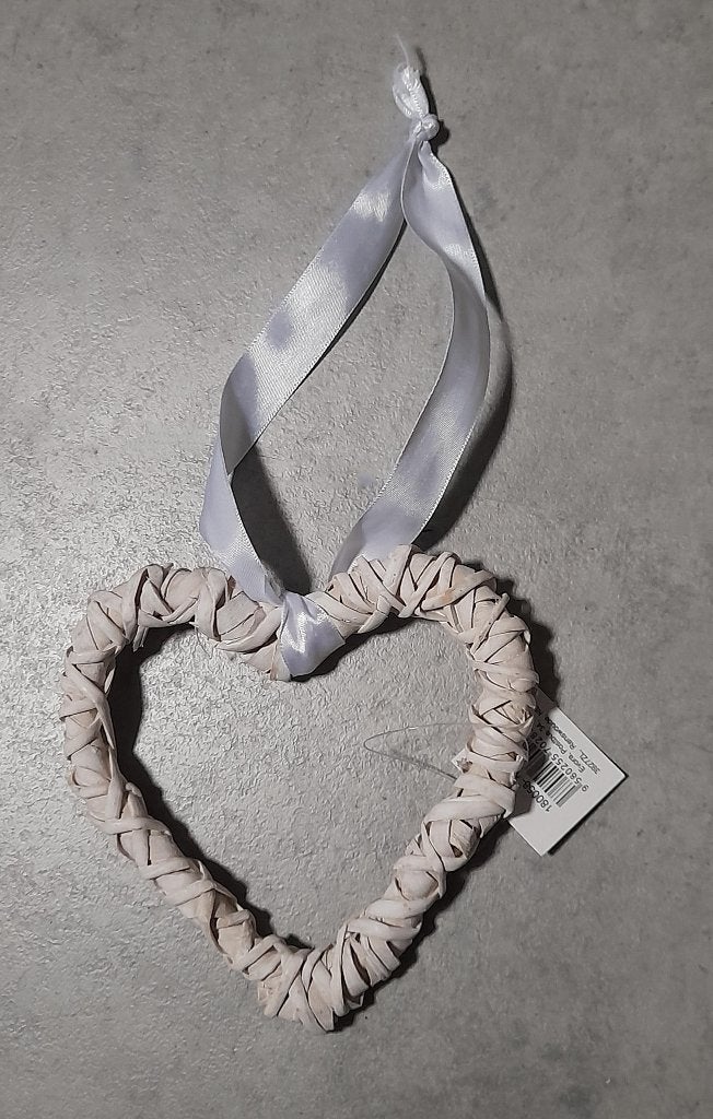 NIEUW decoratie HART met wit satijnen lint, Ophalen of Verzenden, Nieuw, Wit