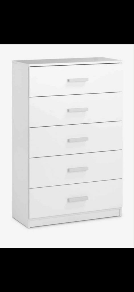 White chest of drawers, Ophalen, 5 laden of meer, 100 tot 150 cm, 50 tot 100 cm