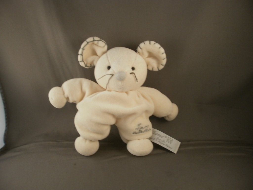 Tiamo muis wit met rammel licht blauwe neus grote stiksels, Kinderen en Baby's, Speelgoed | Knuffels en Pluche, Muis, Ophalen of Verzenden