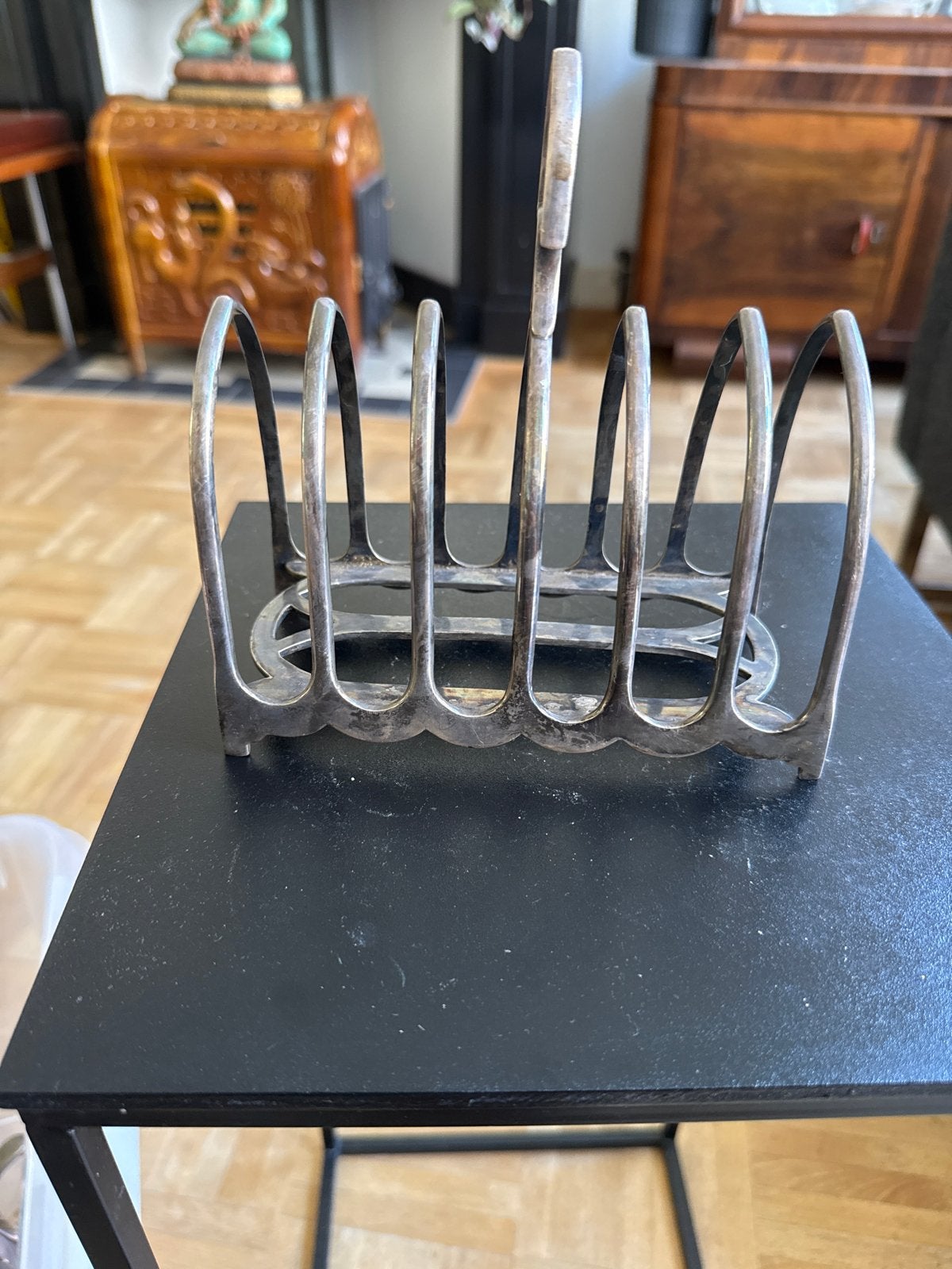 Antiek Verzilverd Toastrekje - Vintage Broodhouder, Antiek en Kunst, Ophalen of Verzenden