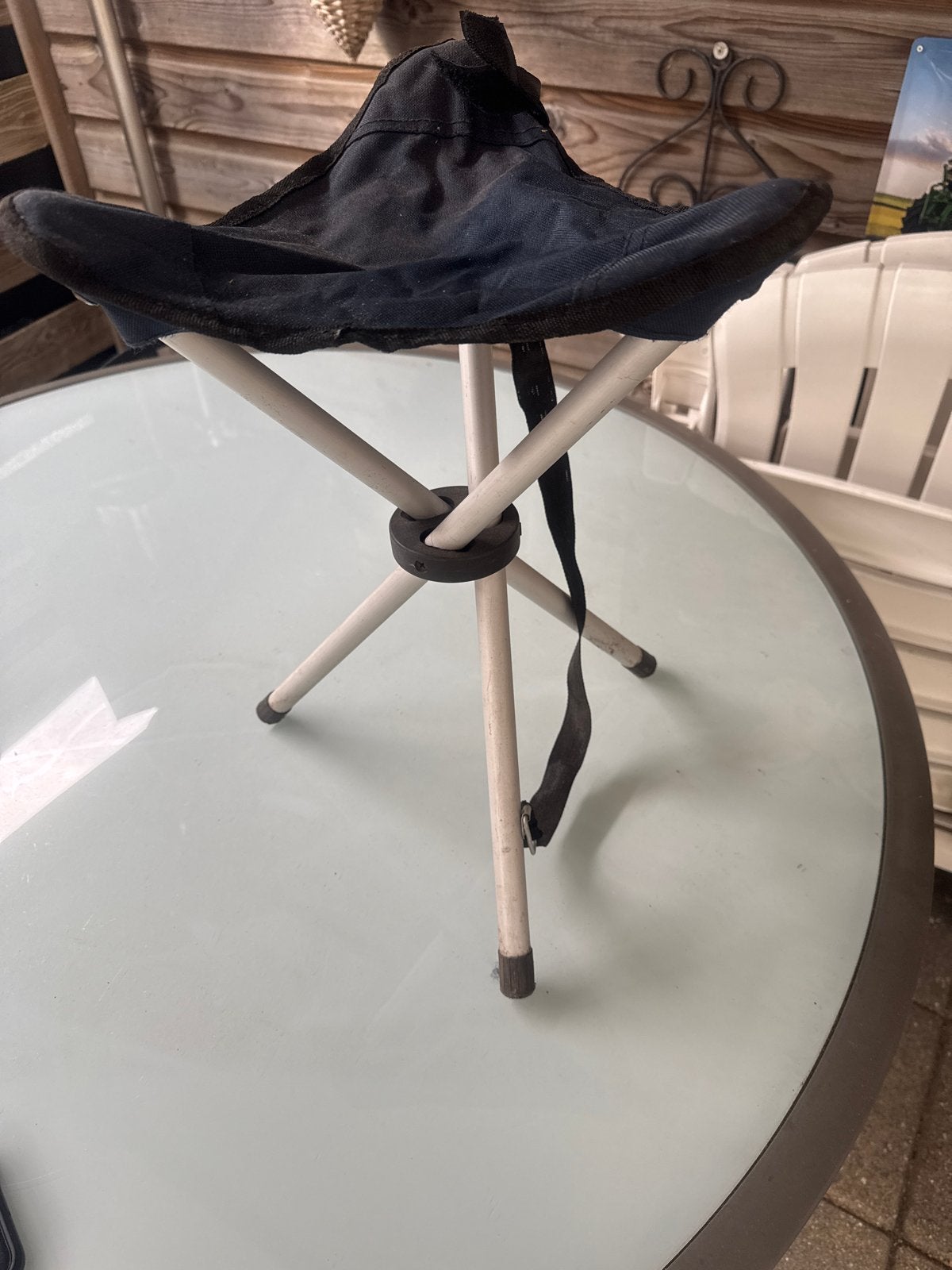 Compacte opvouwbare campingkruk, Caravans en Kamperen, Ophalen, Gebruikt, Campingstoel