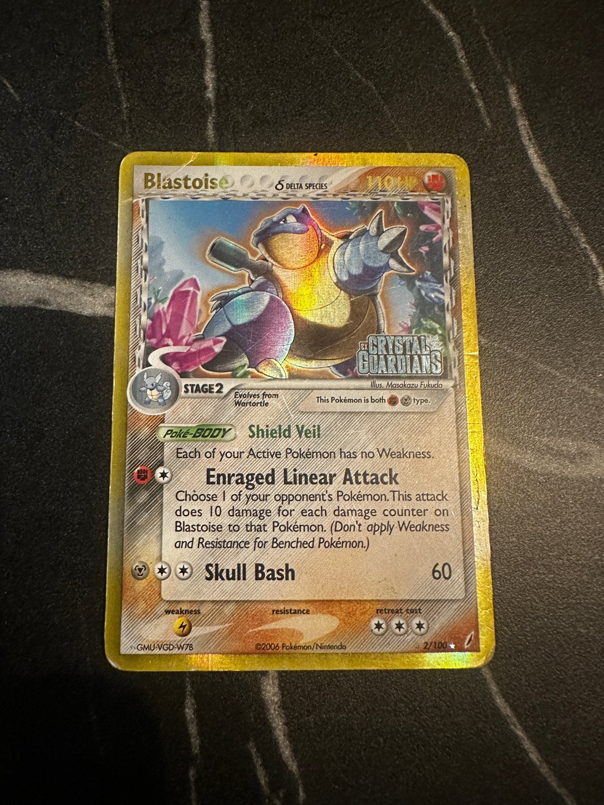 Blastoise [EX Crystal Guardians] [Reverse Holo] 2/100, Ophalen of Verzenden, Gebruikt, Losse kaart, Foil