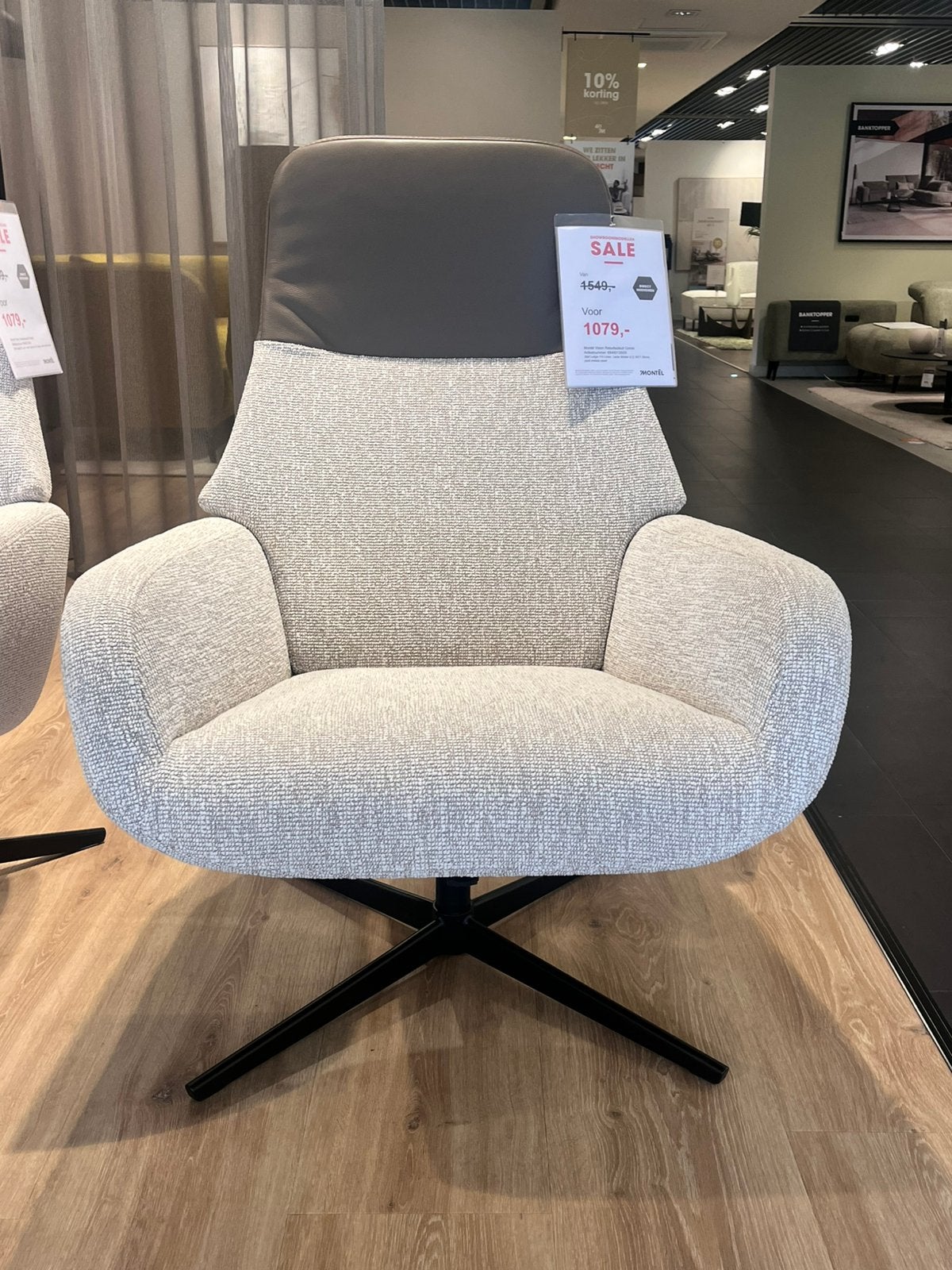 Montèl fauteuil Vision grijs / bruin, Huis en Inrichting, Ophalen, 75 tot 100 cm, Zo goed als nieuw, Stof