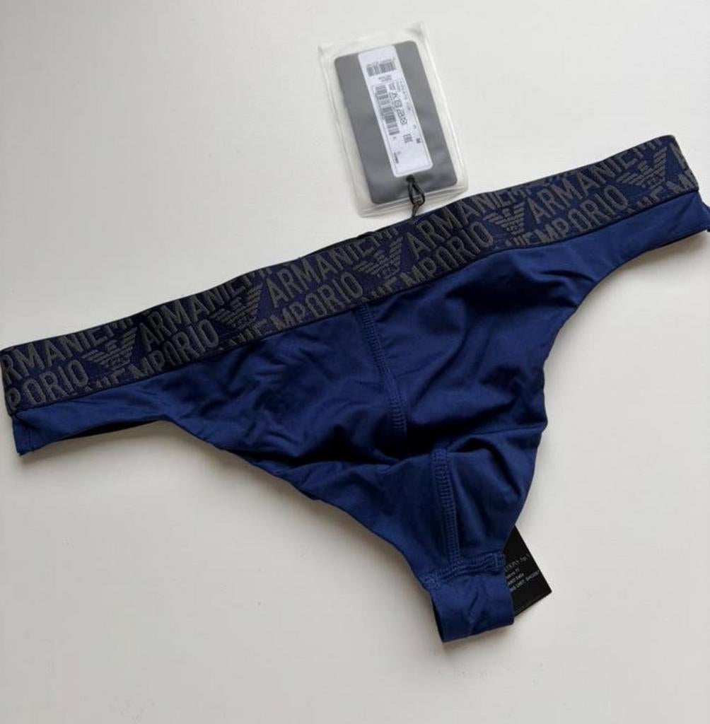 Seamless Microfiber String Armani, Verzenden, Blauw, Slip
