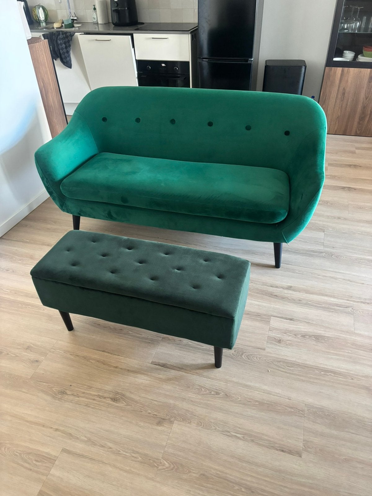 Groene bank 2,5 zits, Ophalen, Zo goed als nieuw, 75 tot 100 cm, 200 tot 250 cm