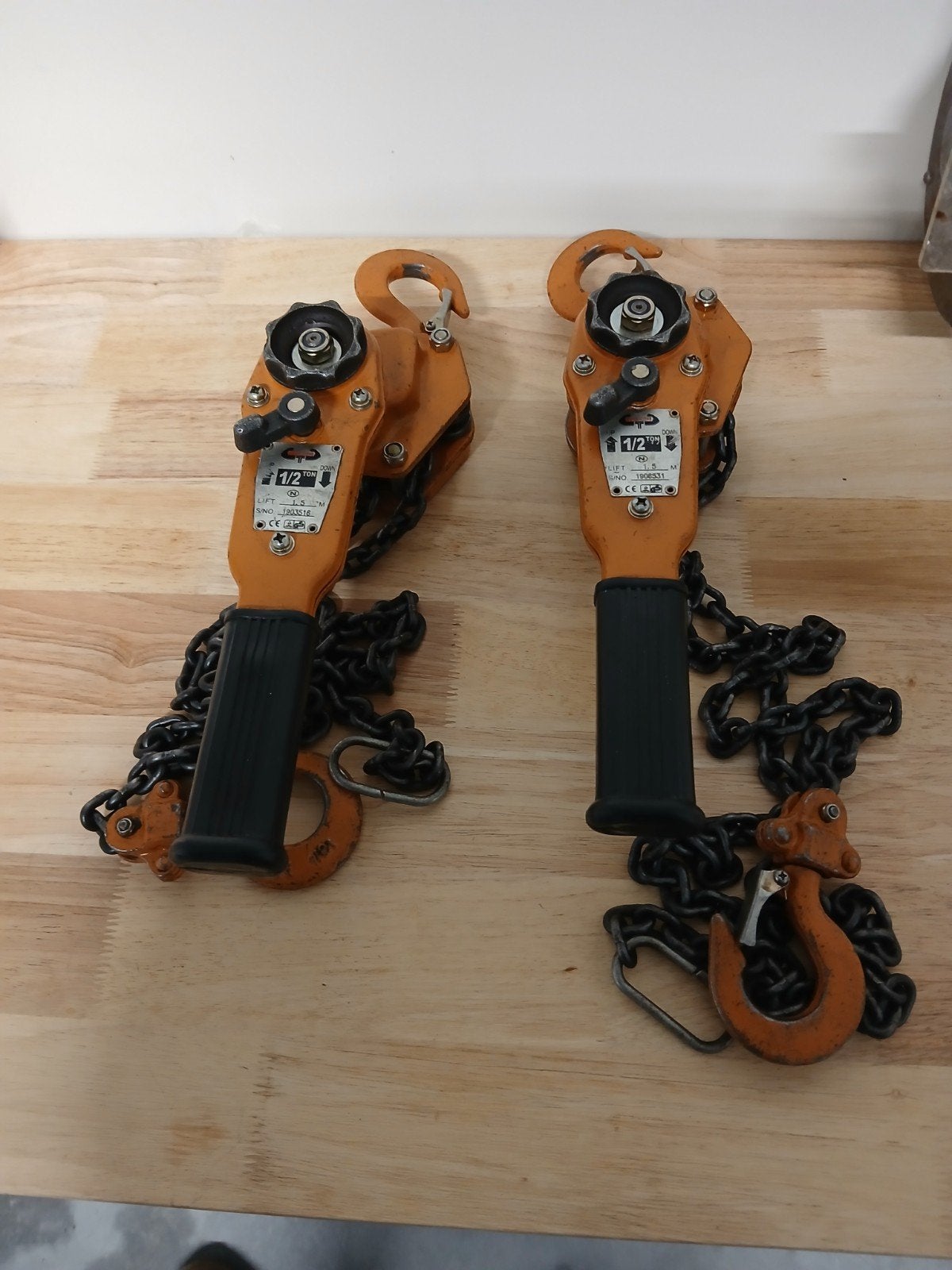 2x Ratel Takel 500 kg heffen 1,5 meter lengte, Ophalen, Gebruikt, Handmatig