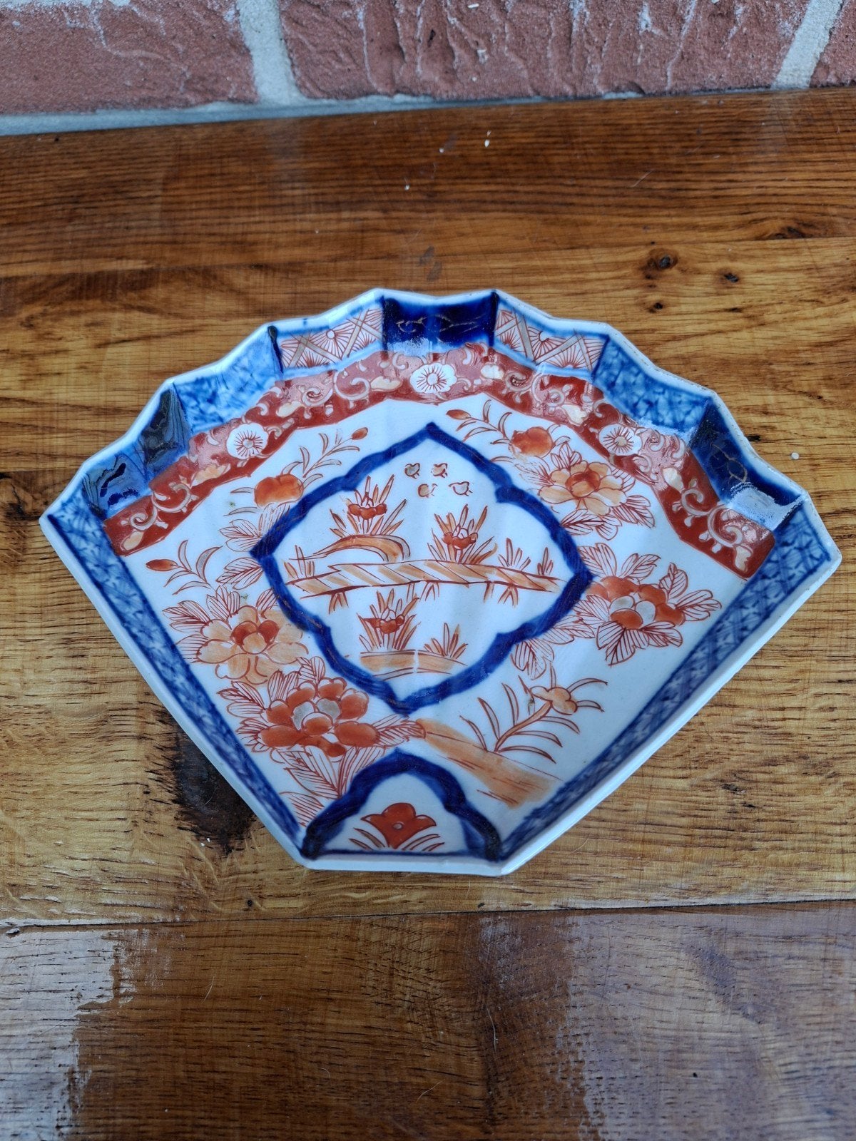 Antiek Japans Imari Porseleinen Schotel - Waaiervormig, Ophalen of Verzenden