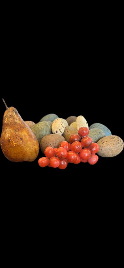 Lot antiek decoratie fruit en decoratie eieren, Ophalen of Verzenden