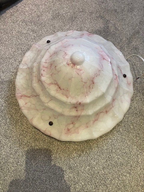 Vintage lamp hangt met ketting, Ophalen of Verzenden, Gebruikt, E27 (groot)